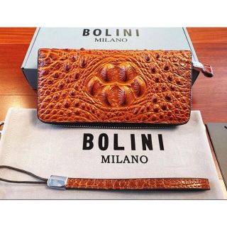 BOLLINI - クロコダイル*最高級牛革型押しラウンドファスナー 長財布