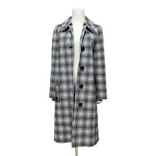 【超美品】BURBERRY モノトーン チェック Aライン ロングコート