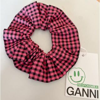 アダムエロぺ(Adam et Rope')の新品未使用✩GANNI ギンガムチェック シュシュ オーガニックコットン混(ヘアゴム/シュシュ)