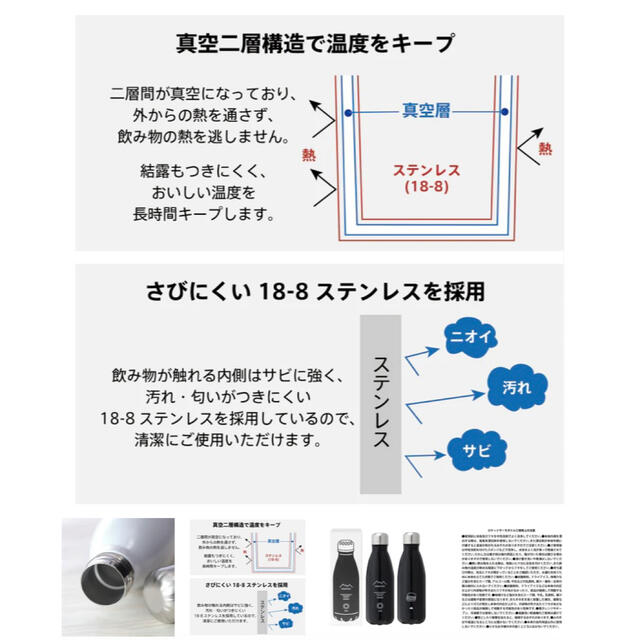 モスバーガー(モスバーガー)のモスバーガー ロケットサーモボトル ブラック インテリア/住まい/日用品のキッチン/食器(容器)の商品写真