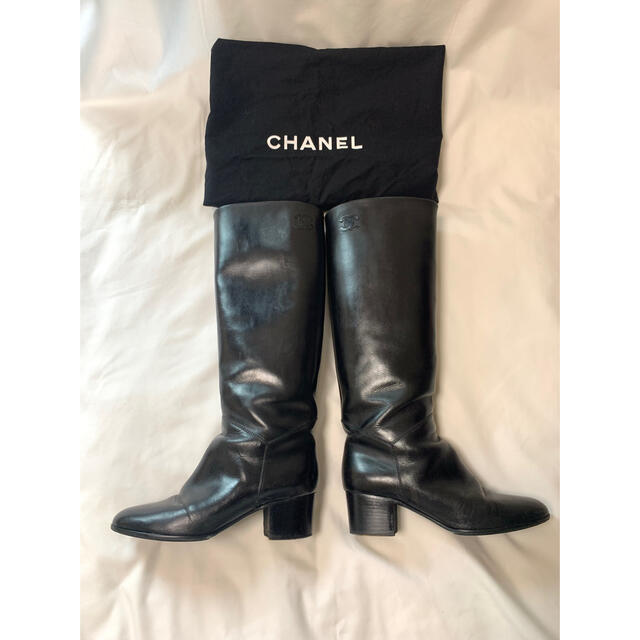 CHANELシャネル　ロングブーツ　シンプルココマーク