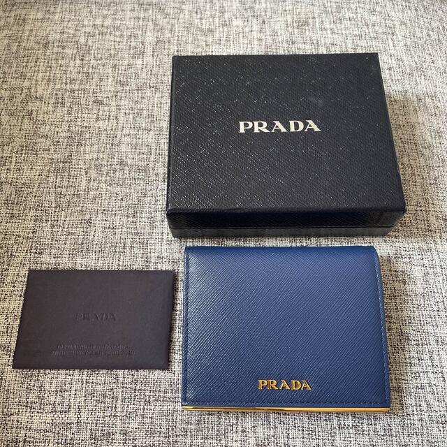 レディースPRADA(プラダ)SAFFIANO METAL BLUETTE  二つ折り財布