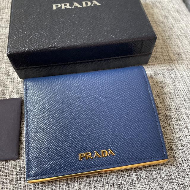 レディースPRADA(プラダ)SAFFIANO METAL BLUETTE  二つ折り財布