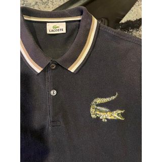 ラコステ(LACOSTE)のラコステ　ビッグロゴ 半袖ポロシャツ 黒色 サイズS(2)相当(ポロシャツ)