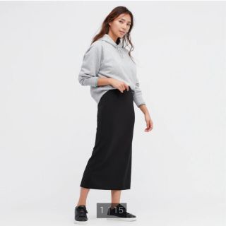 ユニクロ(UNIQLO)のユニクロUNIQLO ストレッチダブルフェイスナロースカート(ロングスカート)