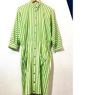 マリメッコ(marimekko)のVUOKKO★70'sVINTAGE★ワンピース★ヴォッコ★ビンテージ★緑★希少(ロングワンピース/マキシワンピース)