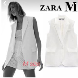 ザラ(ZARA)の再度　お値下げしました⭐️新品ZARA ポケット　オーバーサイズ　ベスト　M 白(ベスト/ジレ)