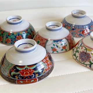 有田焼 喜峰窯 錦絵変り飯茶碗揃 5客セット 赤絵 古伊万里の通販 by ...
