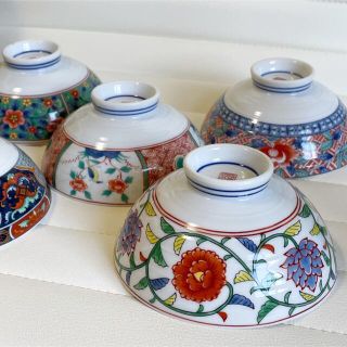 有田焼 喜峰窯 錦絵変り飯茶碗揃 5客セット 赤絵 古伊万里の通販 by ...