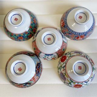 有田焼 喜峰窯 錦絵変り飯茶碗揃 5客セット 赤絵 古伊万里の通販 by ...