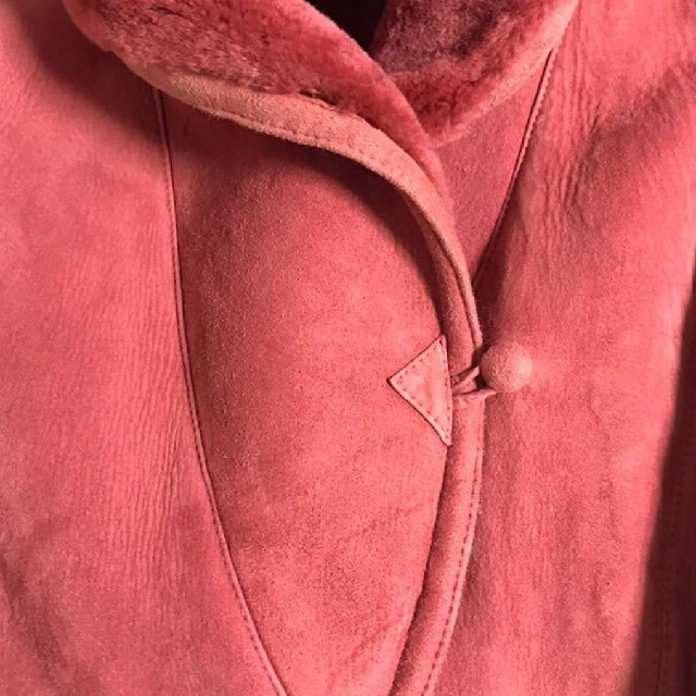 ビンテージ レザー ジャケット スウェード 羊革 ファー 厚手 ピンク