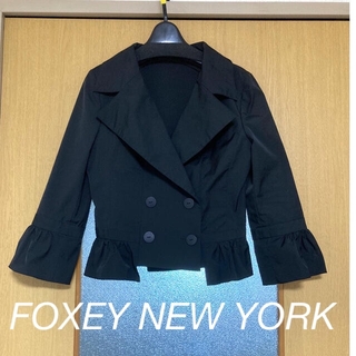 FOXEY NEW YORK ダブル シャツジャケット タック プリーツ フレア
