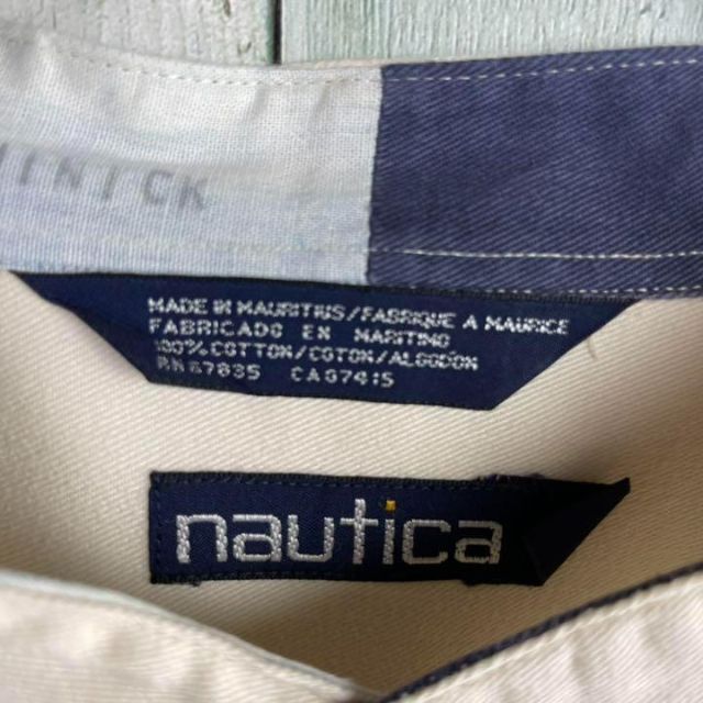 NAUTICA(ノーティカ)の90's nautica ノーティカ　旧ロゴ刺繍　ノーカラー　チノシャツ メンズのトップス(シャツ)の商品写真