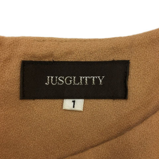 JUSGLITTY(ジャスグリッティー)のジャスグリッティー ワンピース ミニ ウール 七分袖 1 オレンジ ベージュ レディースのワンピース(ミニワンピース)の商品写真
