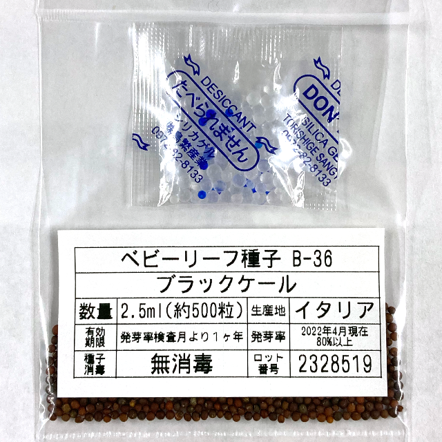 ベビーリーフ種子 B-36 ブラックケール 2.5ml 約500粒 x 2袋 食品/飲料/酒の食品(野菜)の商品写真