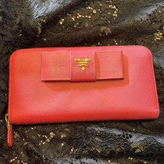 プラダ(PRADA)のPRADA プラダ　ピンク　長財布　サフィアーノ　リボン(長財布)