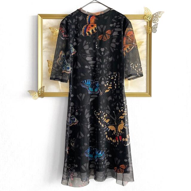 美品 デシグアル ミディ丈ワンピース 蝶々 バタフライ ドッキング ... 美品 デシグアル ミディ丈ワンピース 蝶々 バタフライ ドッキング ブラック 黒