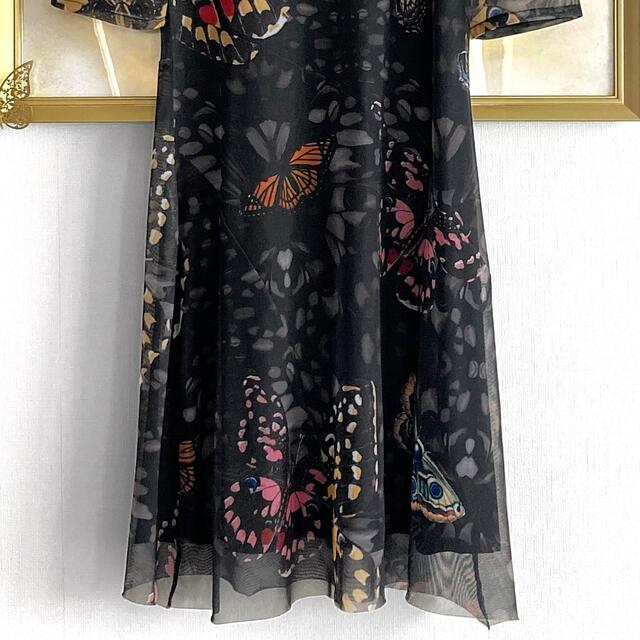 美品 デシグアル ミディ丈ワンピース 蝶々 バタフライ ドッキング ... 美品 デシグアル ミディ丈ワンピース 蝶々 バタフライ ドッキング ブラック 黒