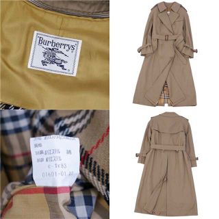 本物の Burberry 超ロングコート 裏面ノバチェック ベルト ライナー