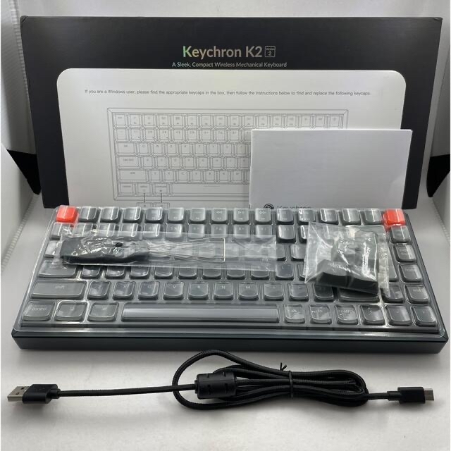 keychron k2 v2 キーボード 赤軸 アルミフレーム