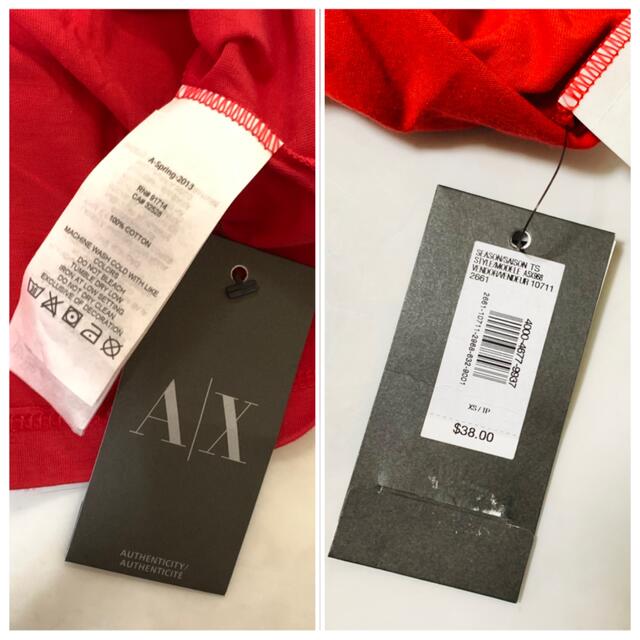 ARMANI EXCHANGE(アルマーニエクスチェンジ)の新品　タグ付　 A/X アルマーニ　エクスチェンジ　Tシャツ　XS レッド レディースのトップス(Tシャツ(半袖/袖なし))の商品写真