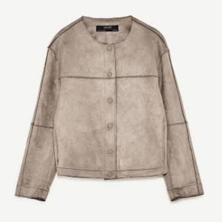 ザラ(ZARA)のZARA ノーカラー　ジャケット　フェイクスウェード　フェイクスエード　(ノーカラージャケット)