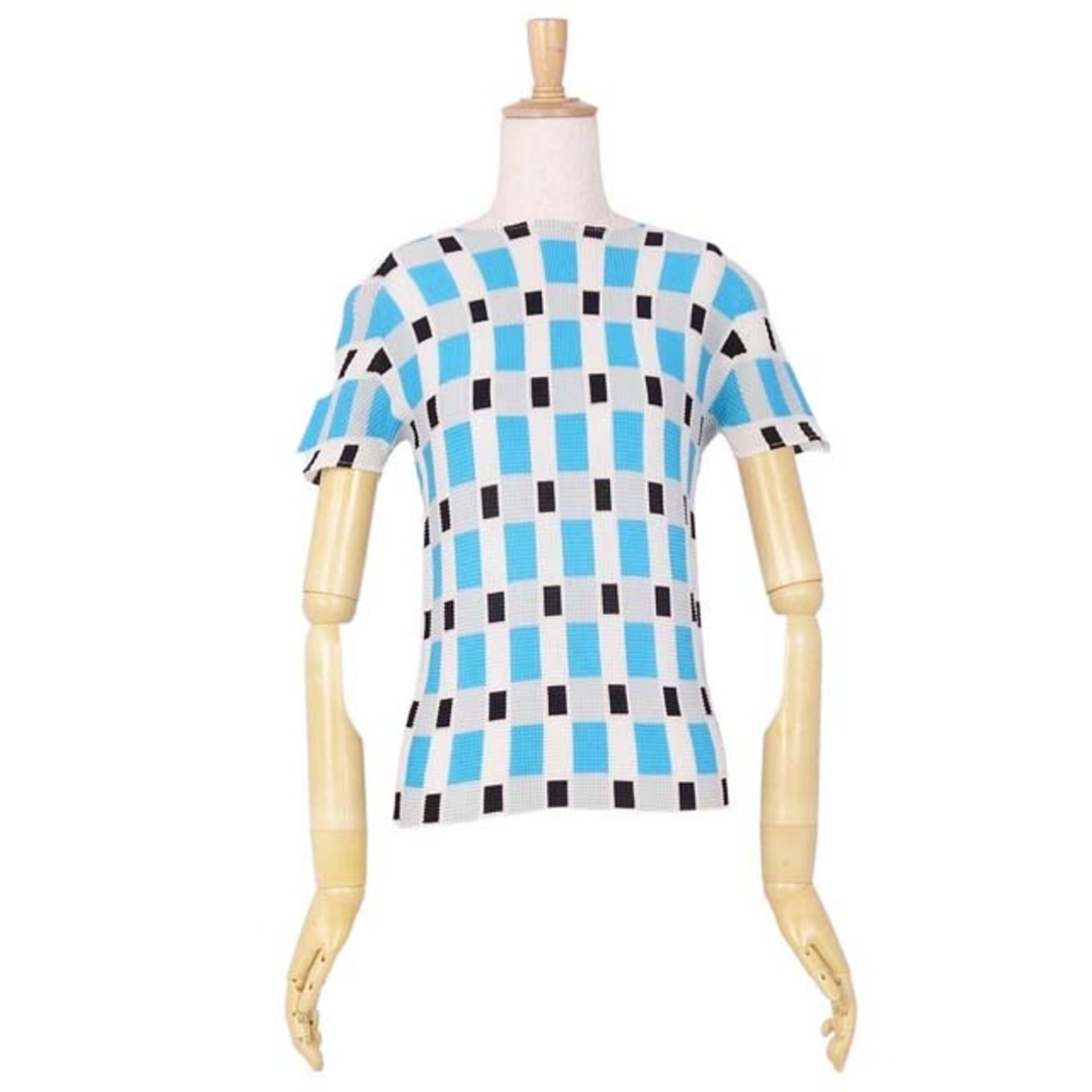 イッセイミヤケ Tシャツ カットソー チェック プリーツ トップス 3(L