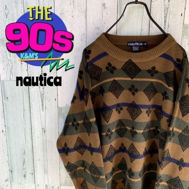 90's ノーティカ ノルディック総柄 ゆるだぼ 薄手ラムウール 90's ノーティカ ノルディック総柄 ゆるだぼ 薄手ラムウール