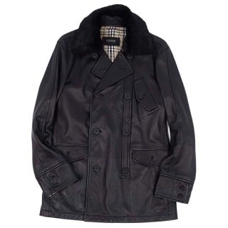 バーバリーブラックレーベル(BURBERRY BLACK LABEL)のバーバリー ブラックレーベル コート ダブルブレスト 襟ラビットファー メンズ(ステンカラーコート)