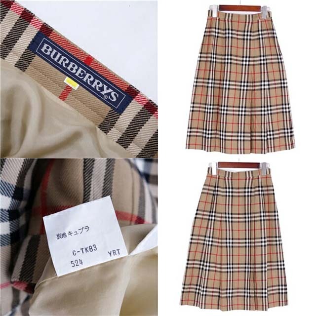 BURBERRY(バーバリー)のバーバリー スカート チェック ウール ボトムス レディース 7AR(S相当) レディースのスカート(ひざ丈スカート)の商品写真