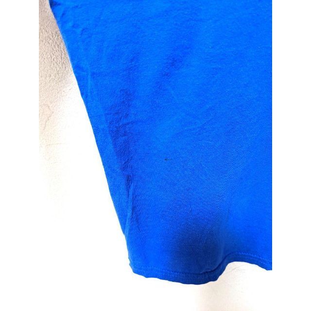 グランジダメージ英字 プリント Tシャツ ブルー 青色 古着 メンズのトップス(Tシャツ/カットソー(半袖/袖なし))の商品写真