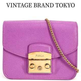 フルラ(Furla)のFurla フルラ ショルダーバッグ METROPOLIS MINI メトロポリス 肩掛け 斜め掛け ポシェット プッシュロック BGZ7 レザー    パープル系 ゴールド金具 レディース ギフト 美品【中古品】(ショルダーバッグ)