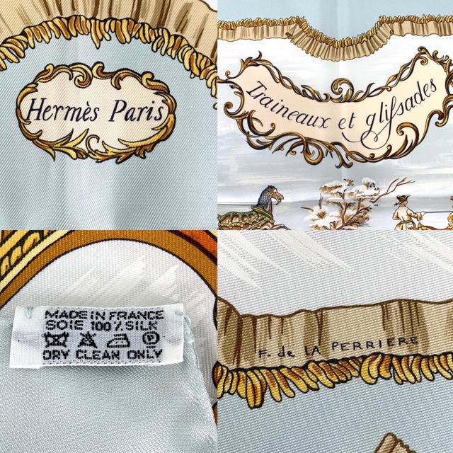 HERMES エルメス スカーフ カレ90 Traineaux et glissades ソリと