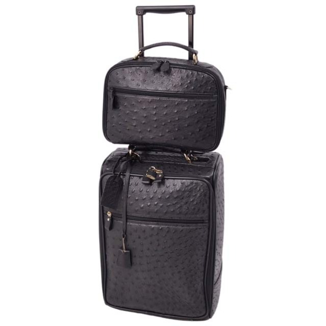 美品 オーストリッチ OSTRICH キャリーバッグ スーツケース トラベルバッグ 旅行かばん メンズ レディース ブラック