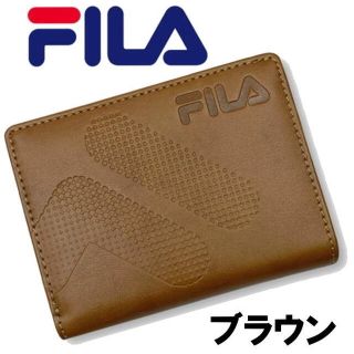 ブラウン 茶 FILA フィラ ドットロゴ ファスナークリアポケ 折財布 53(折り財布)