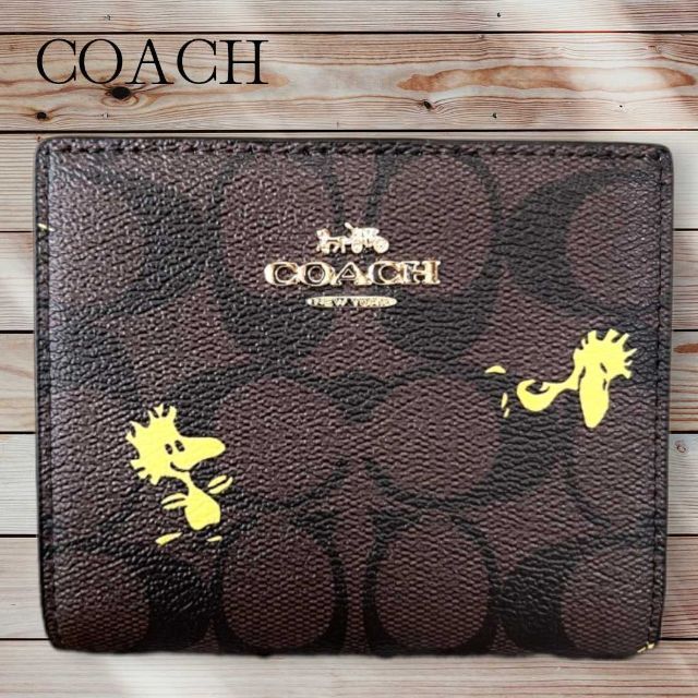 COACH コーチ 二つ折り財布 ウッドストック コラボ ピーナッツ