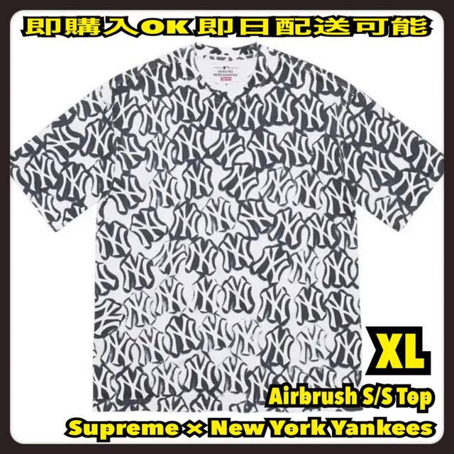 白 XL シュプリーム ニューヨークヤンキース エアブラシ Tシャツ