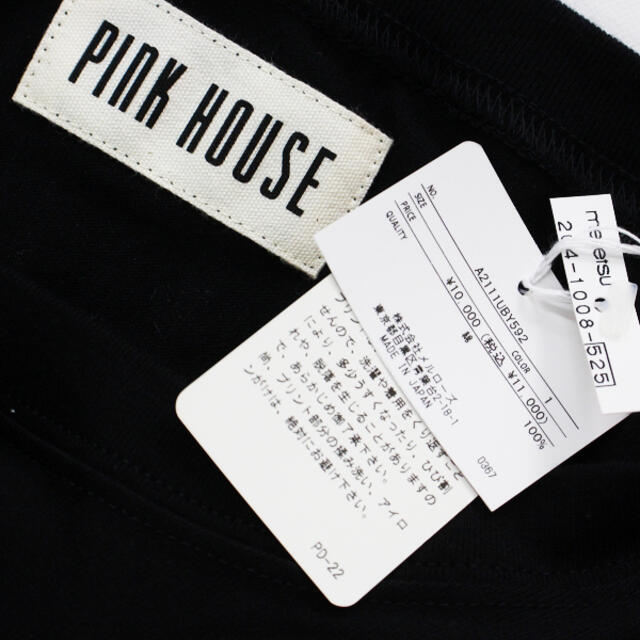 美品 2021SS PINK HOUSE ピンクハウス ネームワッペン使いチュニックカットソー ブラック/黒 Tシャツ【2400012961869】 4