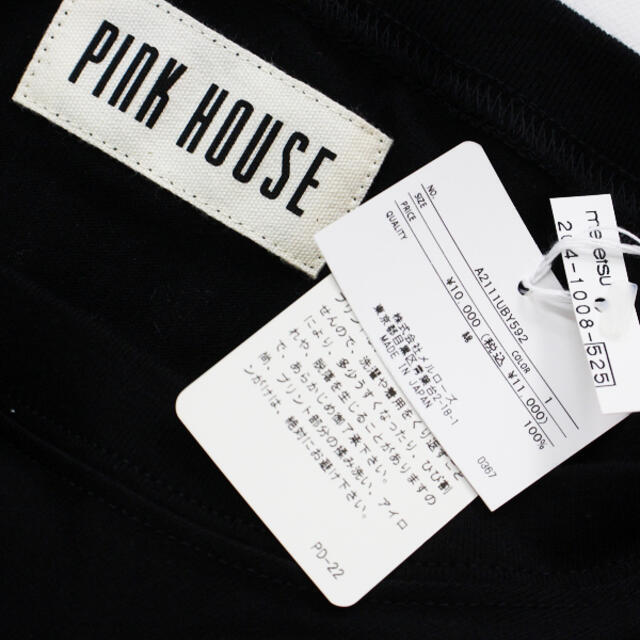 PINK HOUSE(ピンクハウス)の美品 2021SS PINK HOUSE ピンクハウス ネームワッペン使いチュニックカットソー ブラック/黒 Tシャツ【2400012961869】 レディースのトップス(カットソー(長袖/七分))の商品写真