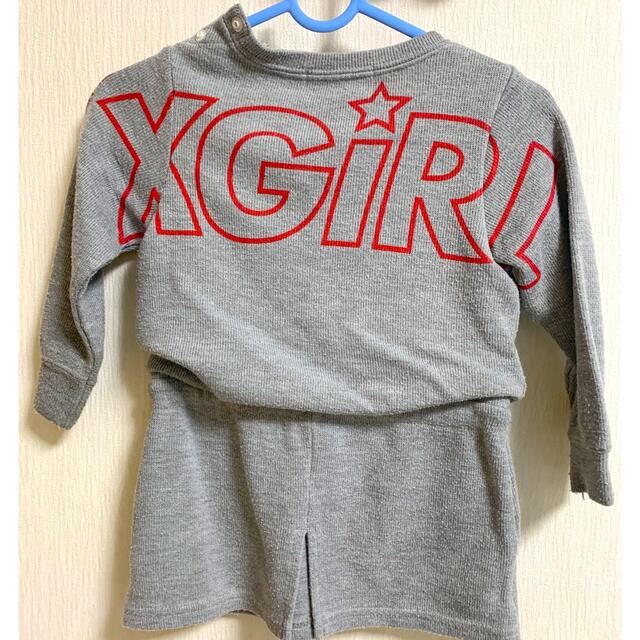 X-girl Stages(エックスガールステージス)のエックスガール　ワンピース　長袖　80 グレー キッズ/ベビー/マタニティのベビー服(~85cm)(ワンピース)の商品写真