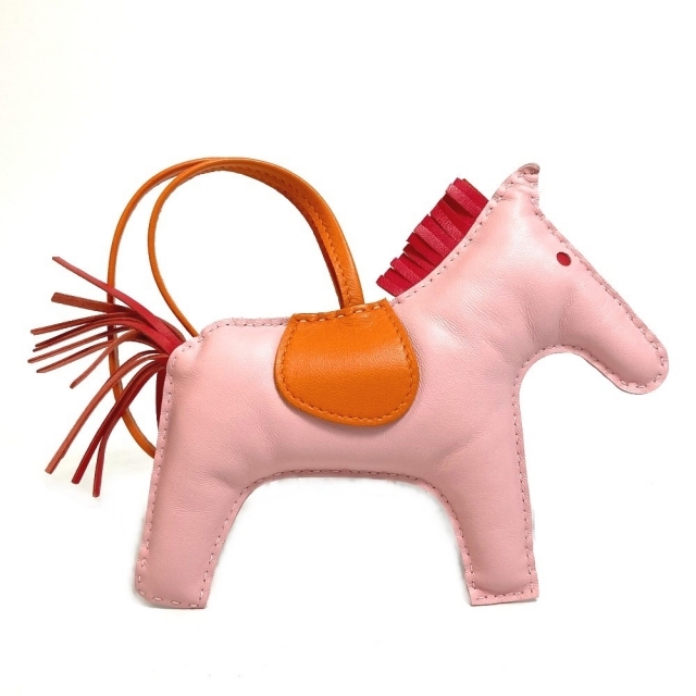 ローズジャ エルメス HERMES ロデオGM 馬 ホース ストラップ バッグアクセサリー バッグチャーム アニョーミロ 製造刻印無し刻  ローズサクラ×ローズジャイプール×オレンジ ピンク×オレンジ 未使用 サイズ