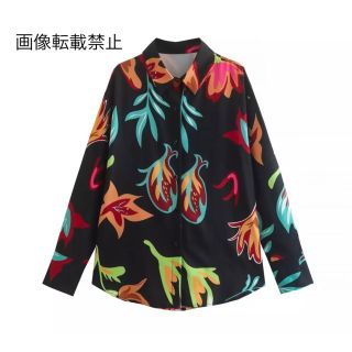 🌾9月新作🎑8972◆vintage レトロ プリント 柄 シャツ ブラウス(シャツ/ブラウス(長袖/七分))