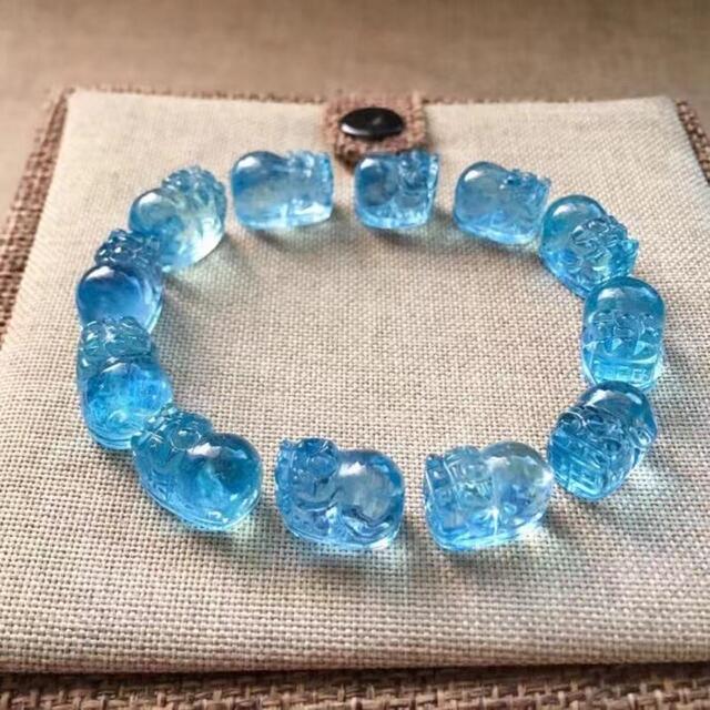 ⭐︎【天然】アクアマリン ブレスレット 貔貅 17.69g-