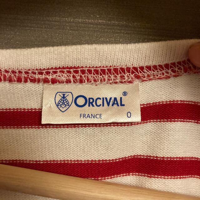 ORCIVAL(オーシバル)のオーシバル　ORCIVAL VネックTシャツ　ボーダー　レッド　赤 レディースのトップス(カットソー(長袖/七分))の商品写真