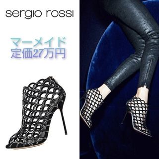 セルジオロッシ(Sergio Rossi)の超美品 セルジオロッシ マーメイド サンダル 37.5 黒(ハイヒール/パンプス)