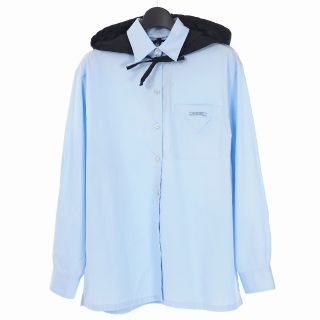 プラダ(PRADA)のプラダ PRADA 22SS フード付きシャツ ブラウス 38 サックスブルー(シャツ/ブラウス(長袖/七分))