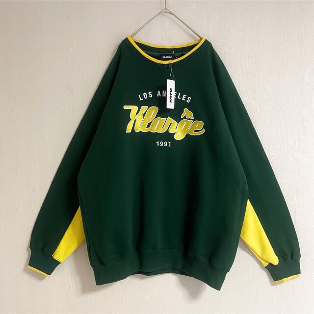 【新品、タグ付き】XLARGE チームロゴ 2トーンクールネック スウェット