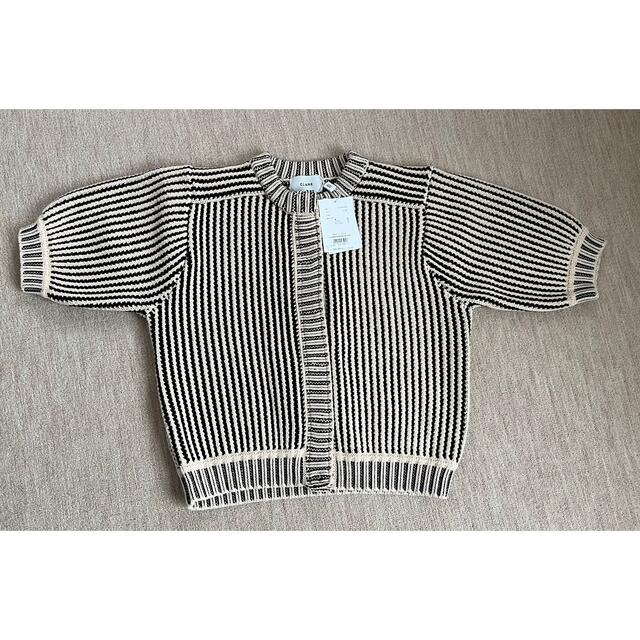 トップスCLANE STRIPE CABLE HALF SLEEVE CARDIGAN