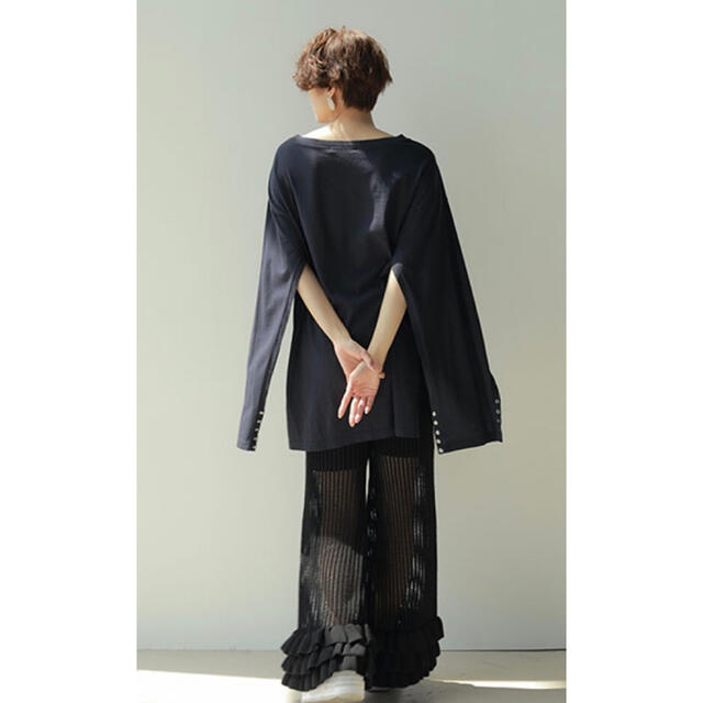 ETRE TOKYO◇ スリットスリーブリングドットトップス、メッシュニット