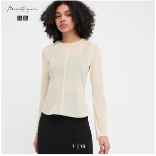 ユニクロ(UNIQLO)のUNIQLO シアークルーネックTシャツ　マメクロ(カットソー(長袖/七分))